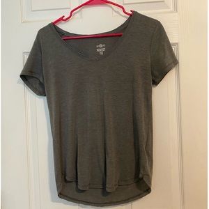 Gray V-neck Top